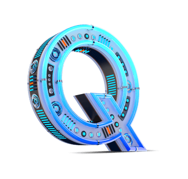3D alphabet with blue neon and neon light effect. png
