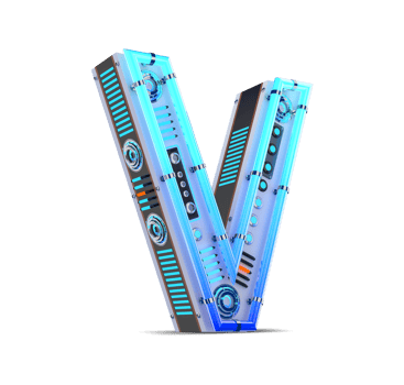 3D alphabet with blue neon and neon light effect. png