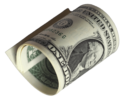 rolled one dollar bill transparent PNG