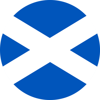 Scotland round flag. Scottish circular symbol. Button, banner, icon. National sign. png