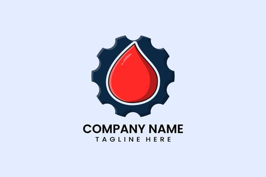 Flat blood and gear mechanical engineering logo vector