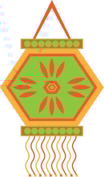 Decorated hanging kandil in flat style. vector