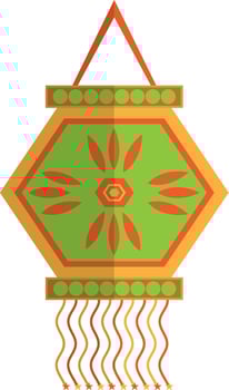 Decorated hanging kandil in flat style. vector