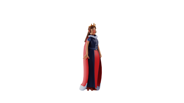 3D illustration. Charming Cinderella 3D cartoon character. Cinderella wore a red and blue dress. Cinderella stood and faced her with a sweet smile. 3D cartoon character png