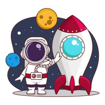 Cute Cartoon Astronaut with Rocket png