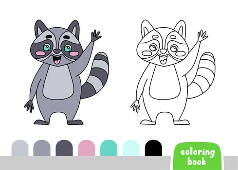 Coloring Book for Kids Raccoon Page for Books Magazines Vector Illustration Template