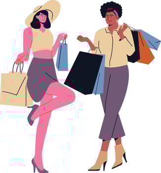 Two women with shopping bags design, Commerce market store retail paying and buying theme Vector illustration