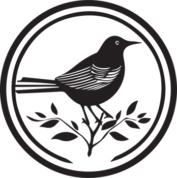 Hand Drawn vintage bird logo in flat style png