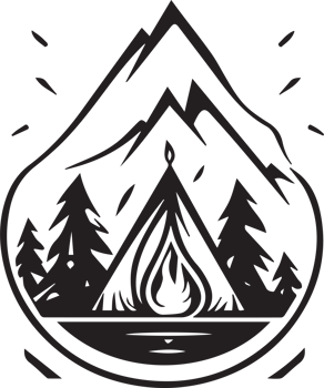 Hand Drawn vintage camping logo in flat style png