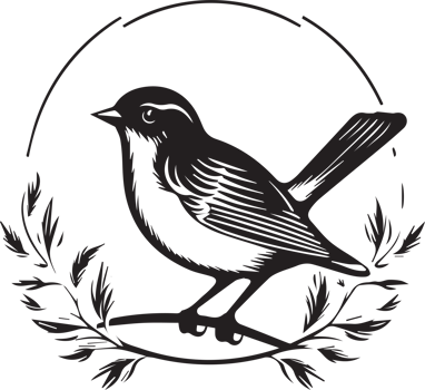 Hand Drawn vintage bird logo in flat style png