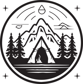 Hand Drawn vintage camping logo in flat style png