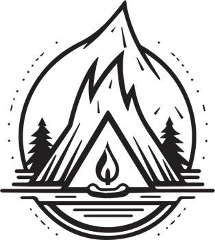 Hand Drawn vintage camping logo in flat style png