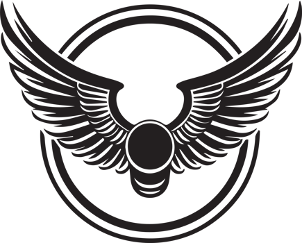Hand Drawn vintage wings logo in flat style png