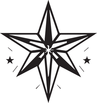 Hand Drawn vintage star logo in flat style png