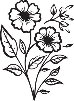 Hand Drawn vintage leaf and flower logo in flat style png