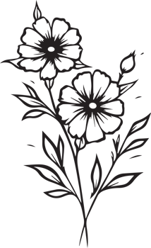 Hand Drawn vintage leaf and flower logo in flat style png