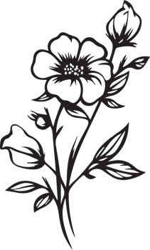 Hand Drawn vintage leaf and flower logo in flat style png