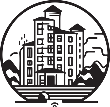 minimalist building logo in flat style png
