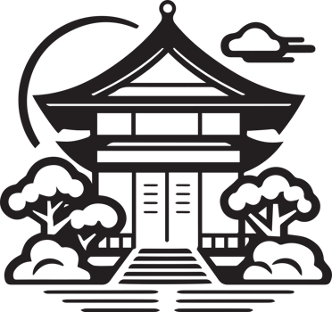 Hand Drawn minimalist Japanese house logo in flat style png