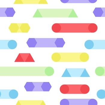 Abstract flat geometric seamless pattern background, design with the simple shape of circles, hexagones and triangles. vector