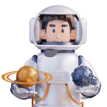 3d illustration of astronaut holding moon and Saturn png