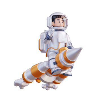 3d illustration of astronaut riding a rocket png
