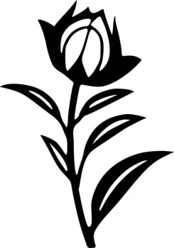 Tulip flower black line vector illustration