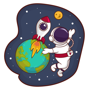 Happy Adventurer Astronaut in Outer Space png