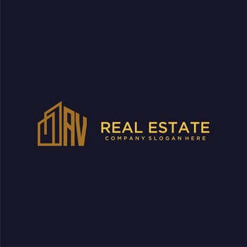 AV initial monogram logo for real estate with building style vector