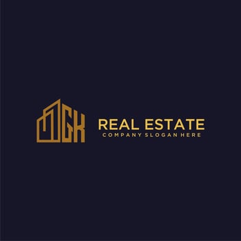 GK initial monogram logo for real estate with building style vector