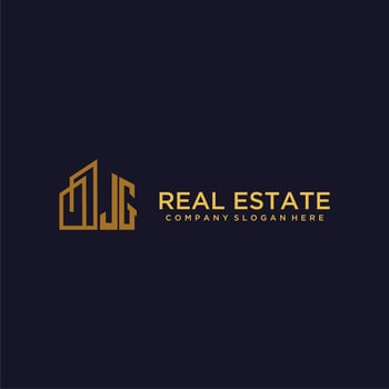 JG initial monogram logo for real estate with building style vector