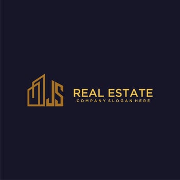 JS initial monogram logo for real estate with building style vector