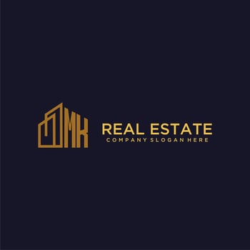 MK initial monogram logo for real estate with building style vector