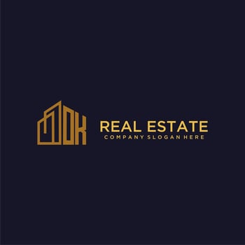 OK initial monogram logo for real estate with building style vector