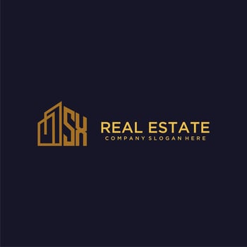 SX initial monogram logo for real estate with building style vector