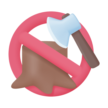 ax to cut trees The concept of banning deforestation by reducing the cutting of trees. png
