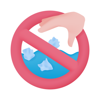 Do not throw rubbish into the water Natural water resource conservation concept. 3d illustration png