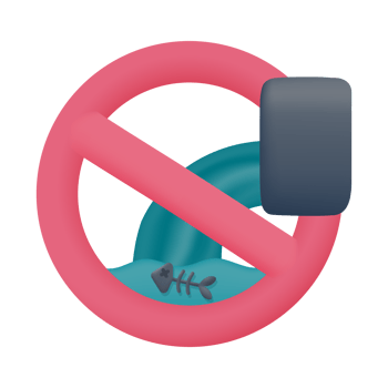 Do not throw waste into the river. Natural water resource conservation concept. 3d illustration png