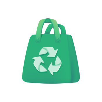 green recycled bag The concept of using plastic substitute materials for the world. png