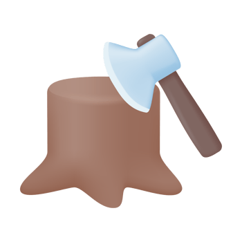 ax and tree Stop cutting down trees concept. 3d illustration png