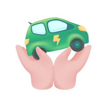 hand holding electric car The concept of using clean energy for the planet. 3d illustration png