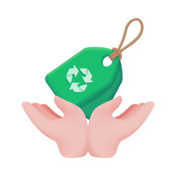 hand holding recycling sign The concept of using waste materials. 3D illustration. png