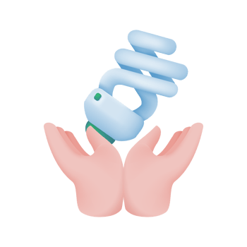 hand holding light bulb Electricity reduction concept for the planet. 3d illustration png