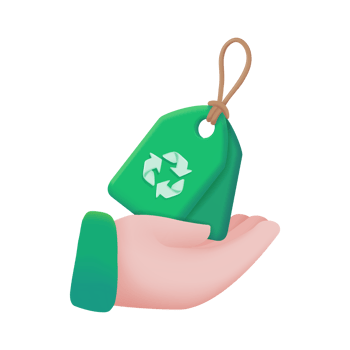 hand holding recycling sign The concept of using waste materials. 3D illustration. png