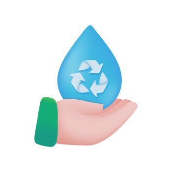 hand holding water droplets Water reduction concept for the planet. 3d illustration png