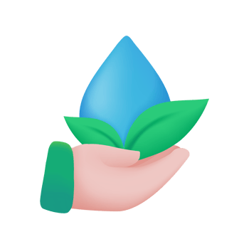 hand holding water droplets Water reduction concept for the planet. 3d illustration png