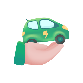 hand holding electric car The concept of using clean energy for the planet. 3d illustration png