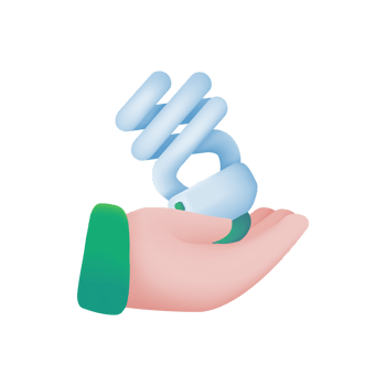 hand holding light bulb Electricity reduction concept for the planet. 3d illustration png