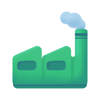 green factory Greenhouse gas emission reduction concept for the planet. 3d illustration png