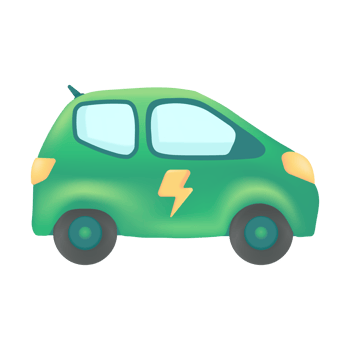 green electric car Technology concept to change the world. 3d illustration png